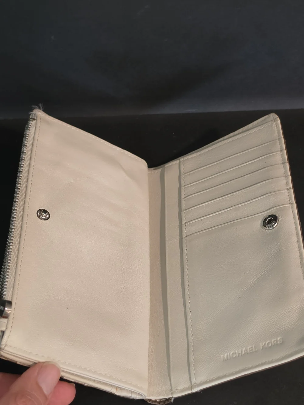 Michael Kors Cream Studded Leather Wallet Clutch